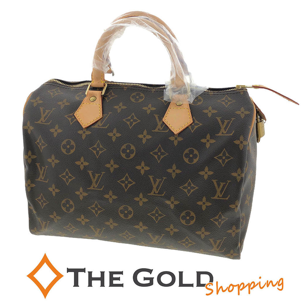 Louis Vuitton Speedy Top Handle Bag Monogram Canvas Leather Brown